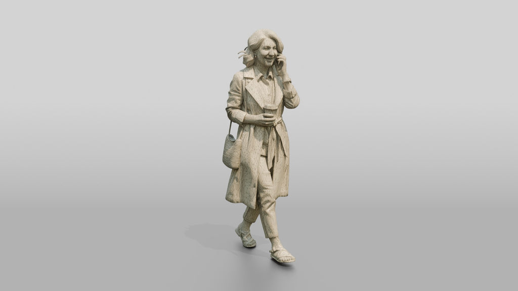 Slim Middle-Aged Persian Woman in a Linen Trench Coat