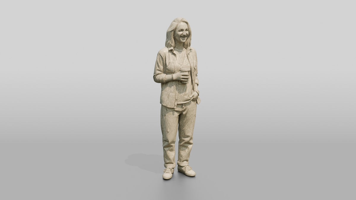 Grunge Skater Woman 06 - wireframe topology preview