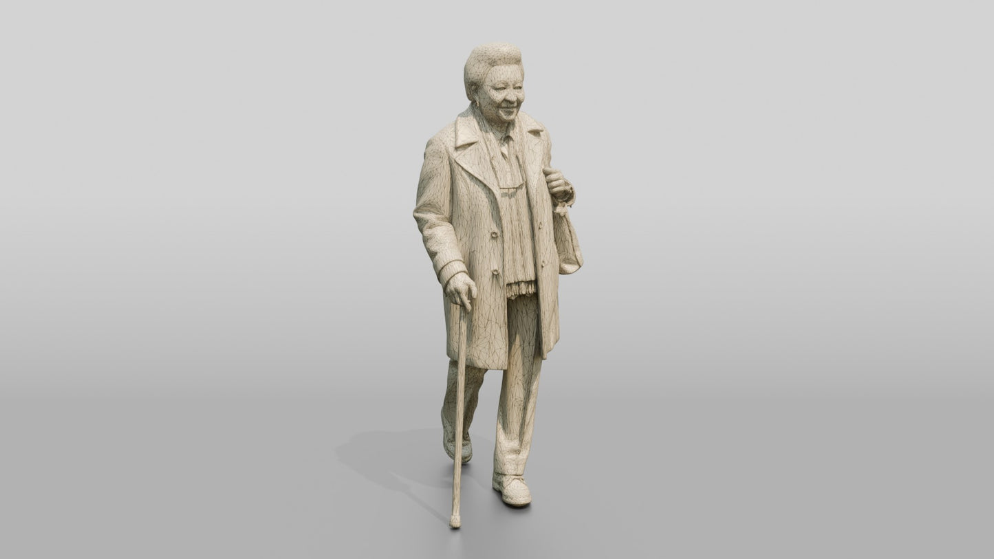 Elderly Black Woman Walking with a Cane