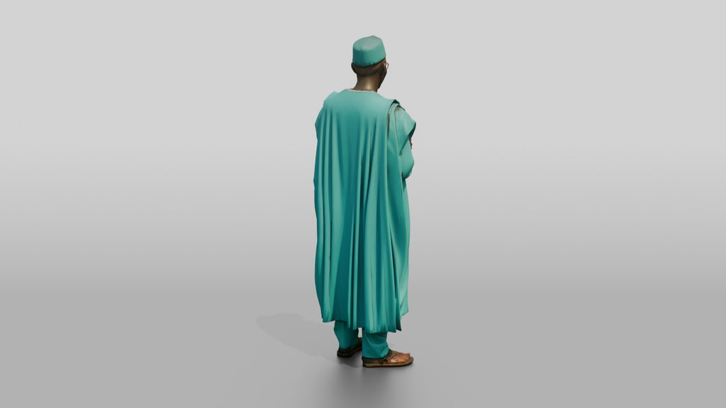 Elderly African Man in a Turquoise Grand Boubou