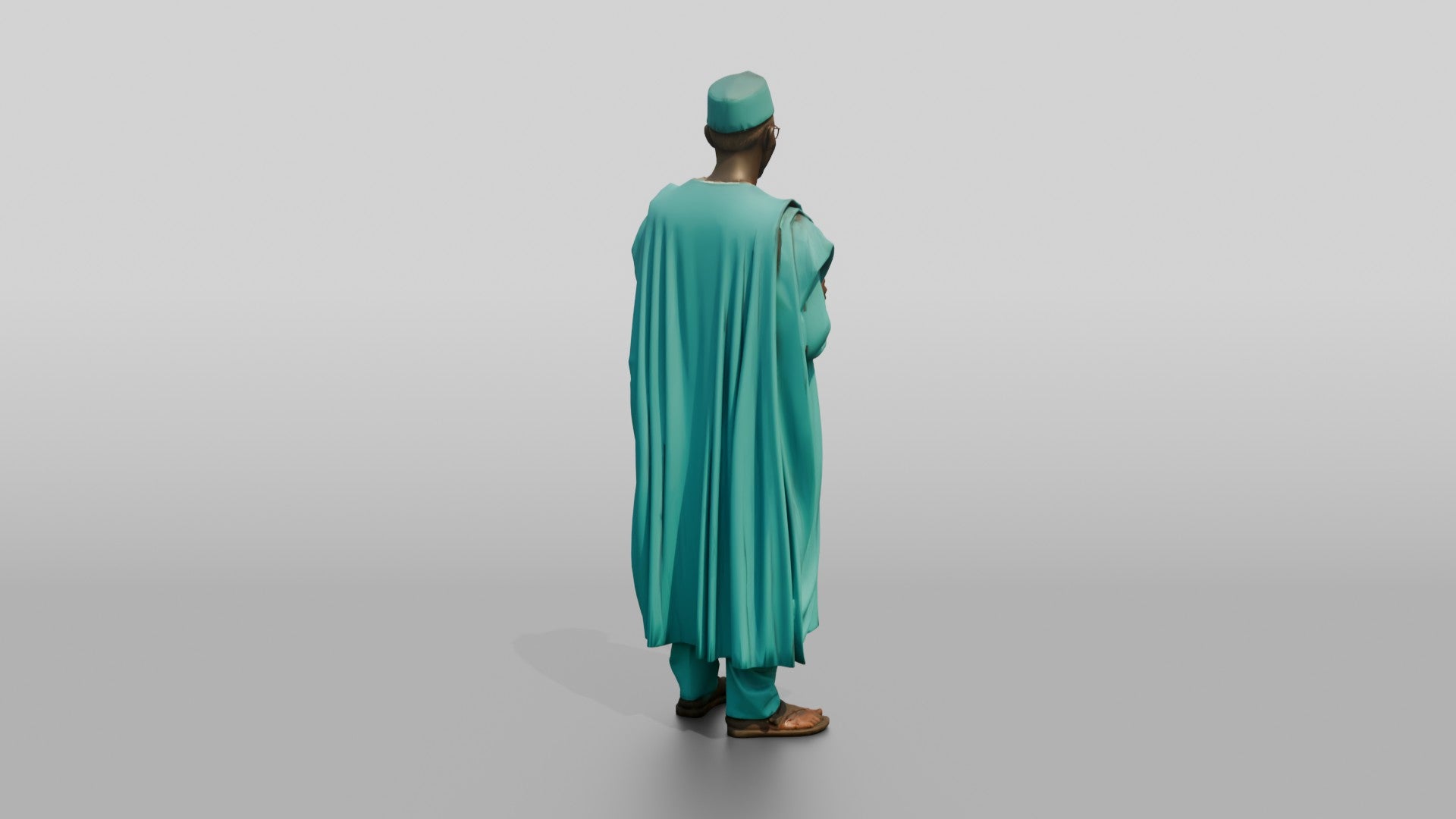 Elderly African Man in a Turquoise Grand Boubou