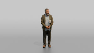 Grandfather Holding A Rolled-up Newspaper Under One Arm - 3D character model