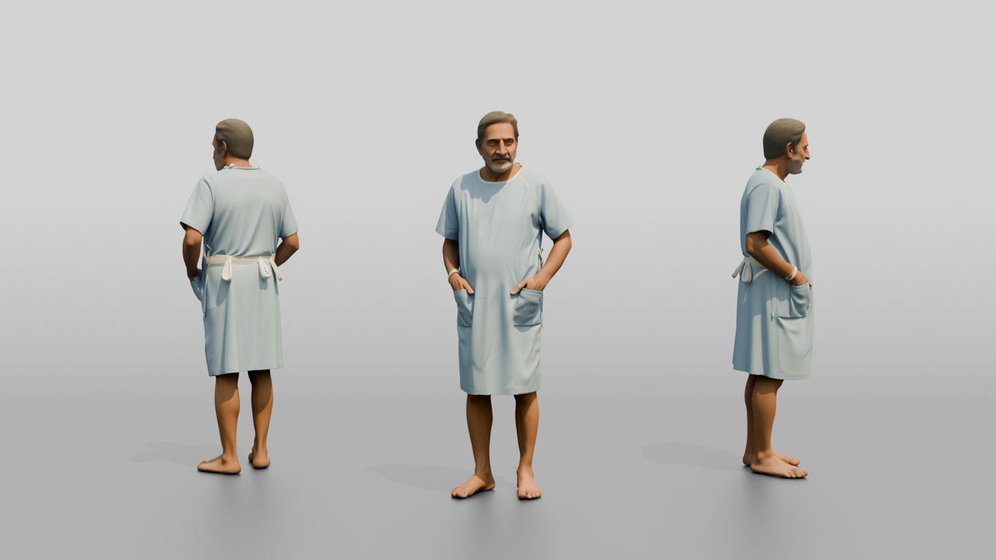 Elderly Man Patient Standing with Hands in Pockets