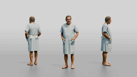 Elderly Man Patient Standing with Hands in Pockets