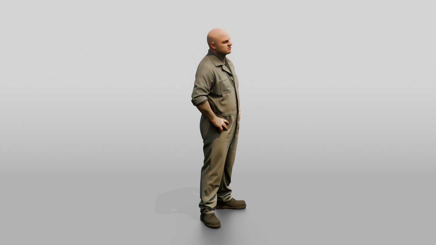 Heavy-set White Male Prisoner Resting His Hands on His Hips