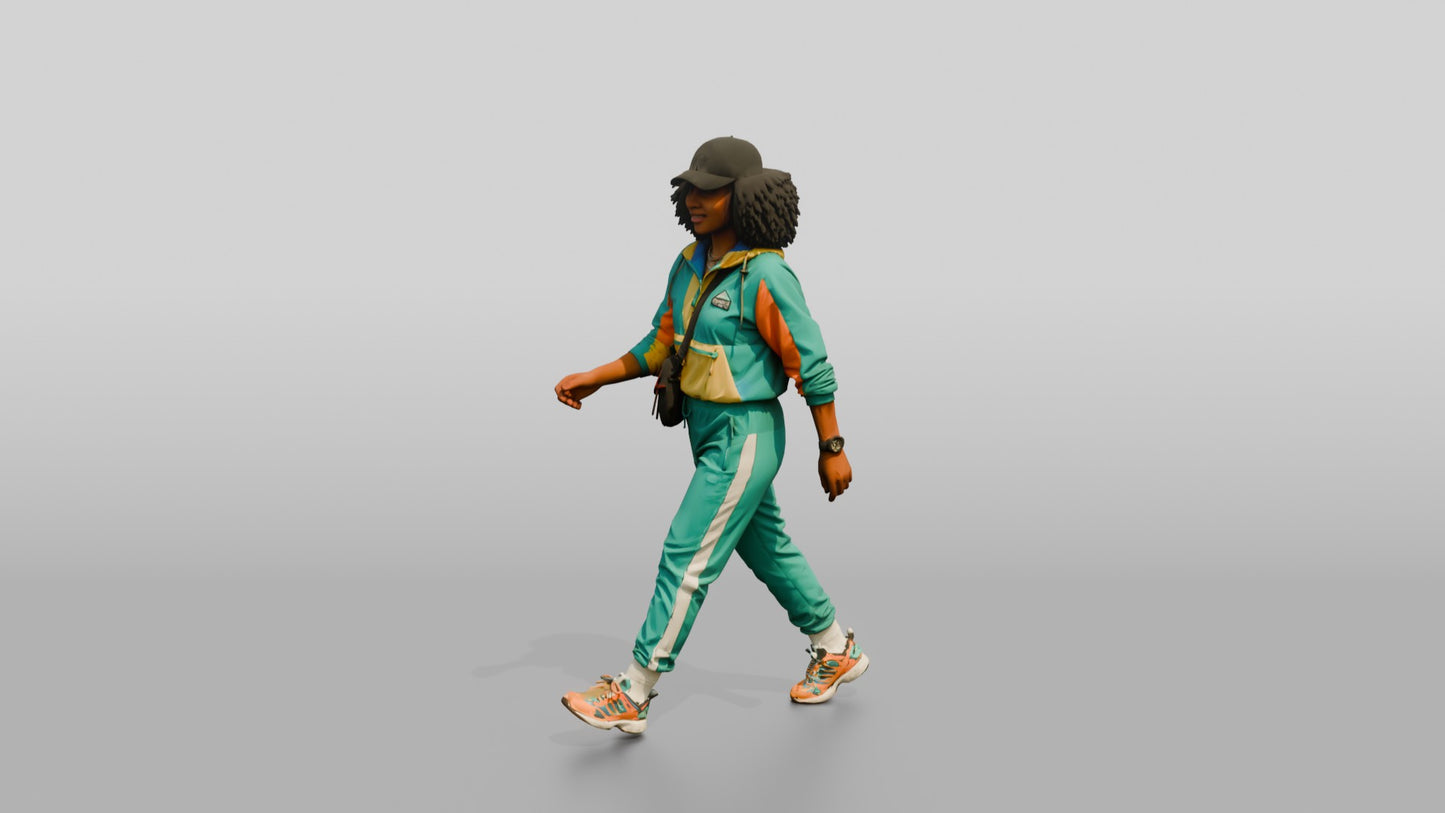 Afro-Latina Woman in Vibrant Windbreaker