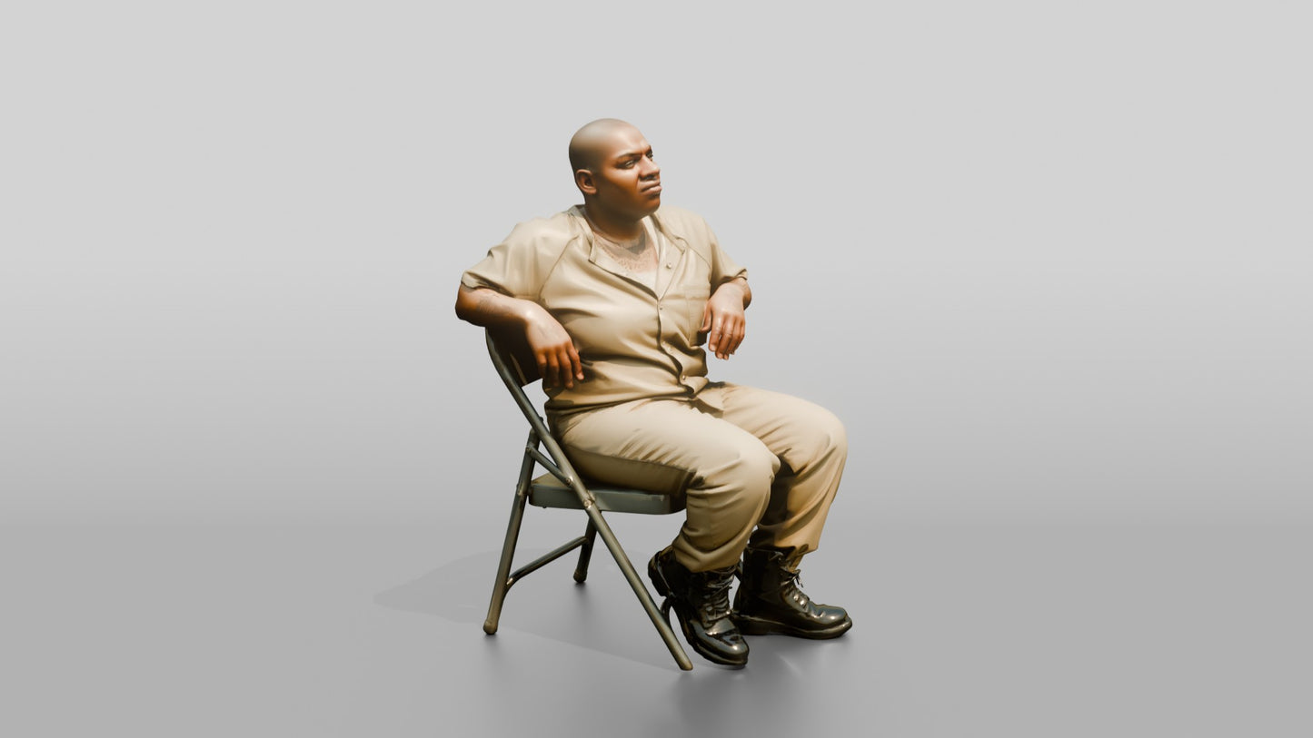 Black Female Prisoner in a Khaki Uniform