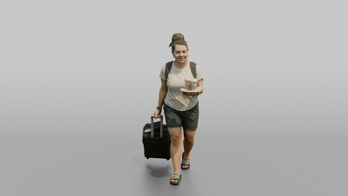 Traveler Carrying Coffee To The Gate - 3D character model, view 4