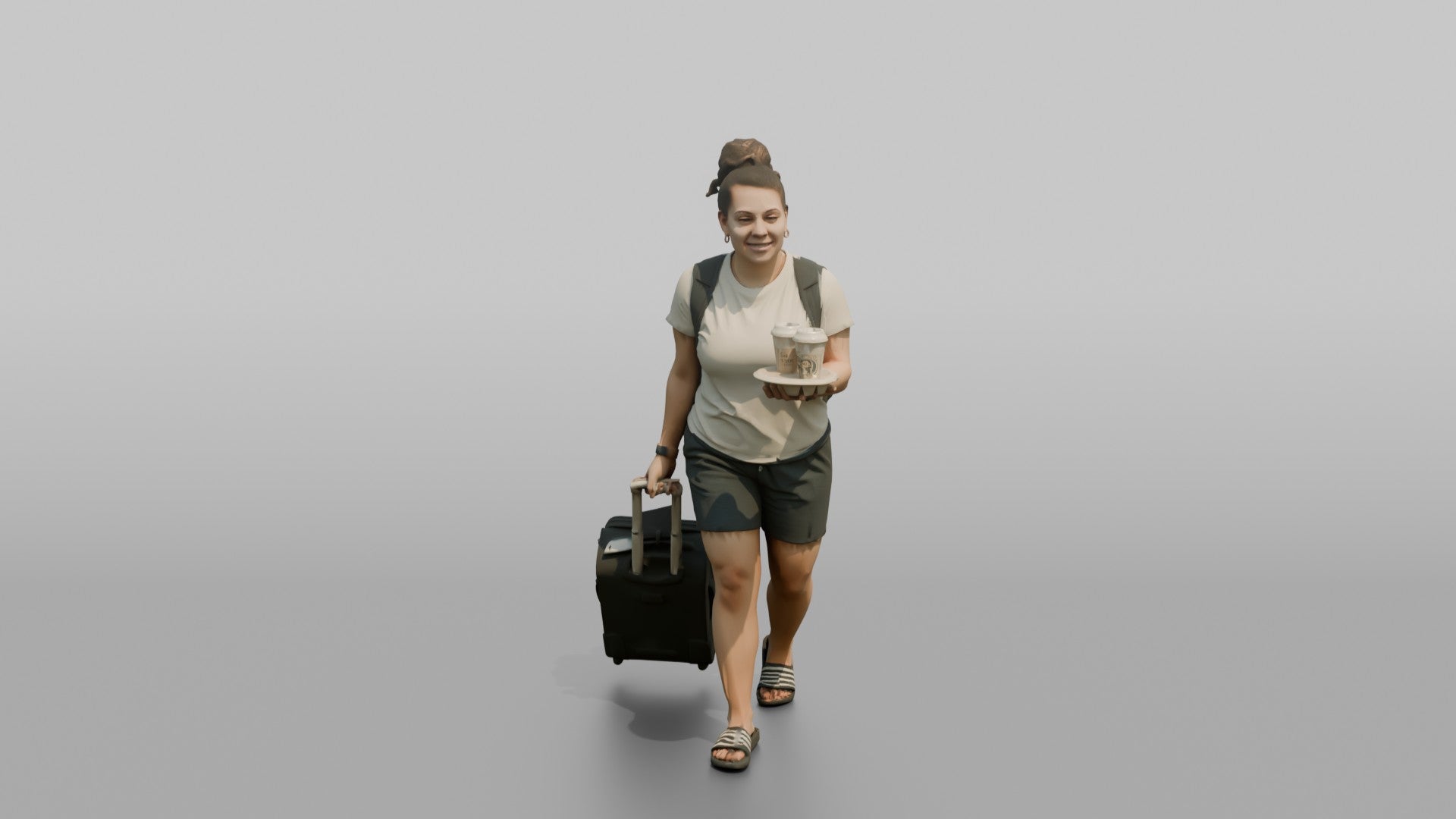 Traveler Carrying Coffee To The Gate