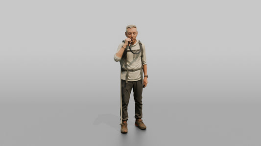 Hiker Drinking from a Hydration Bladder - 3D character model, view 1