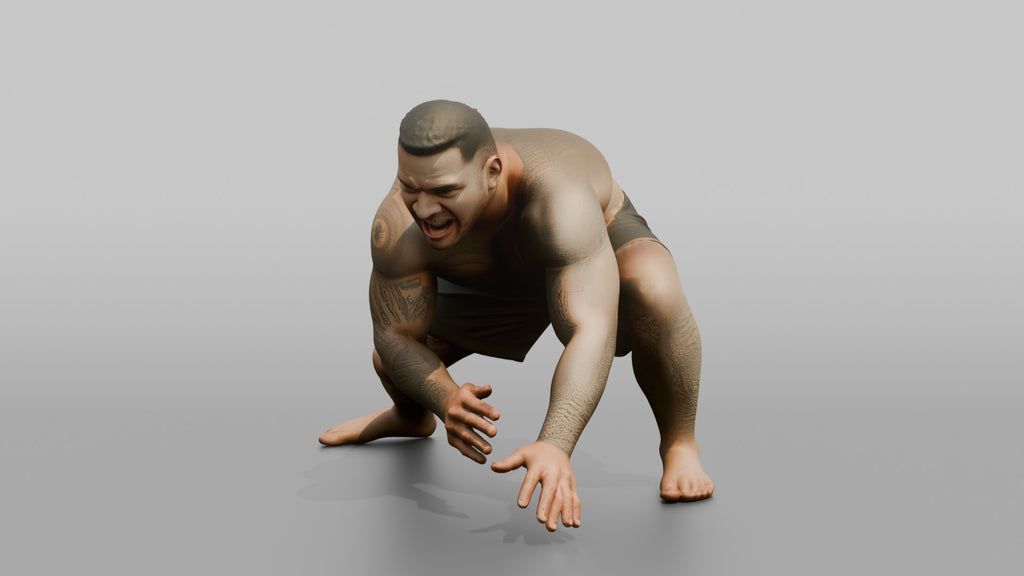 Wrestler Low Sprawling Defensive Posture to Counter a Takedown