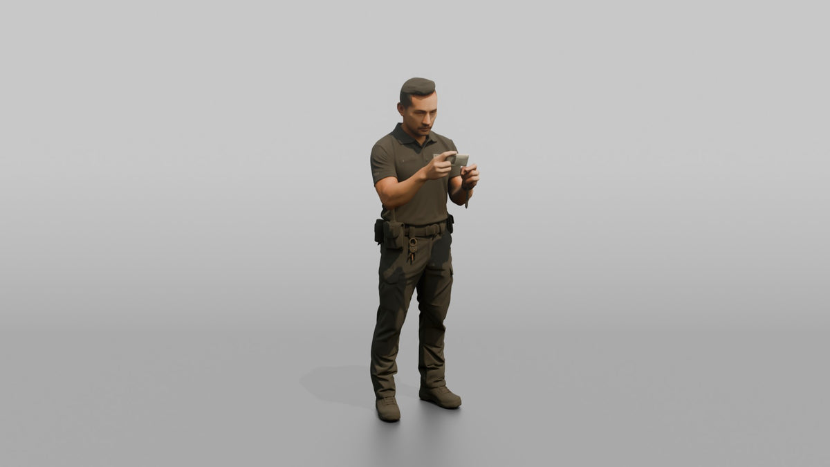 Door Staff Man Checking An ID Card - 3D character model
