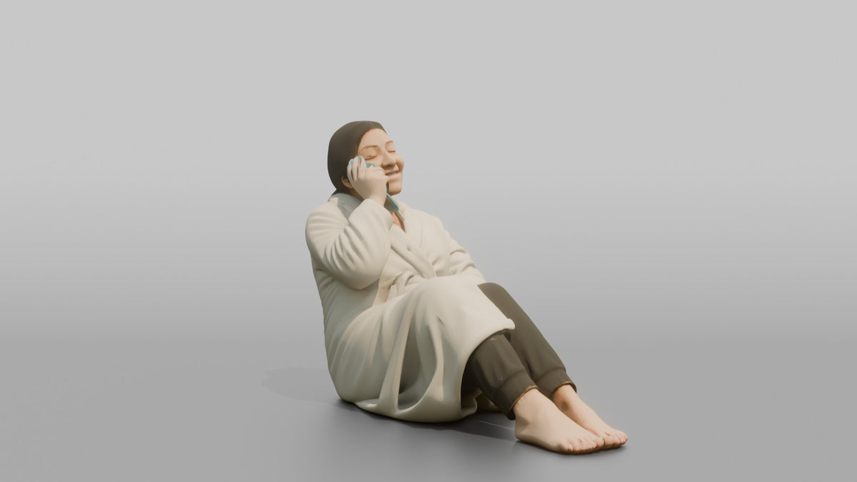 Spa Client Man Reclining Pose, Holding A Cold Eye Mask Near The Face - 3D character model, view 2