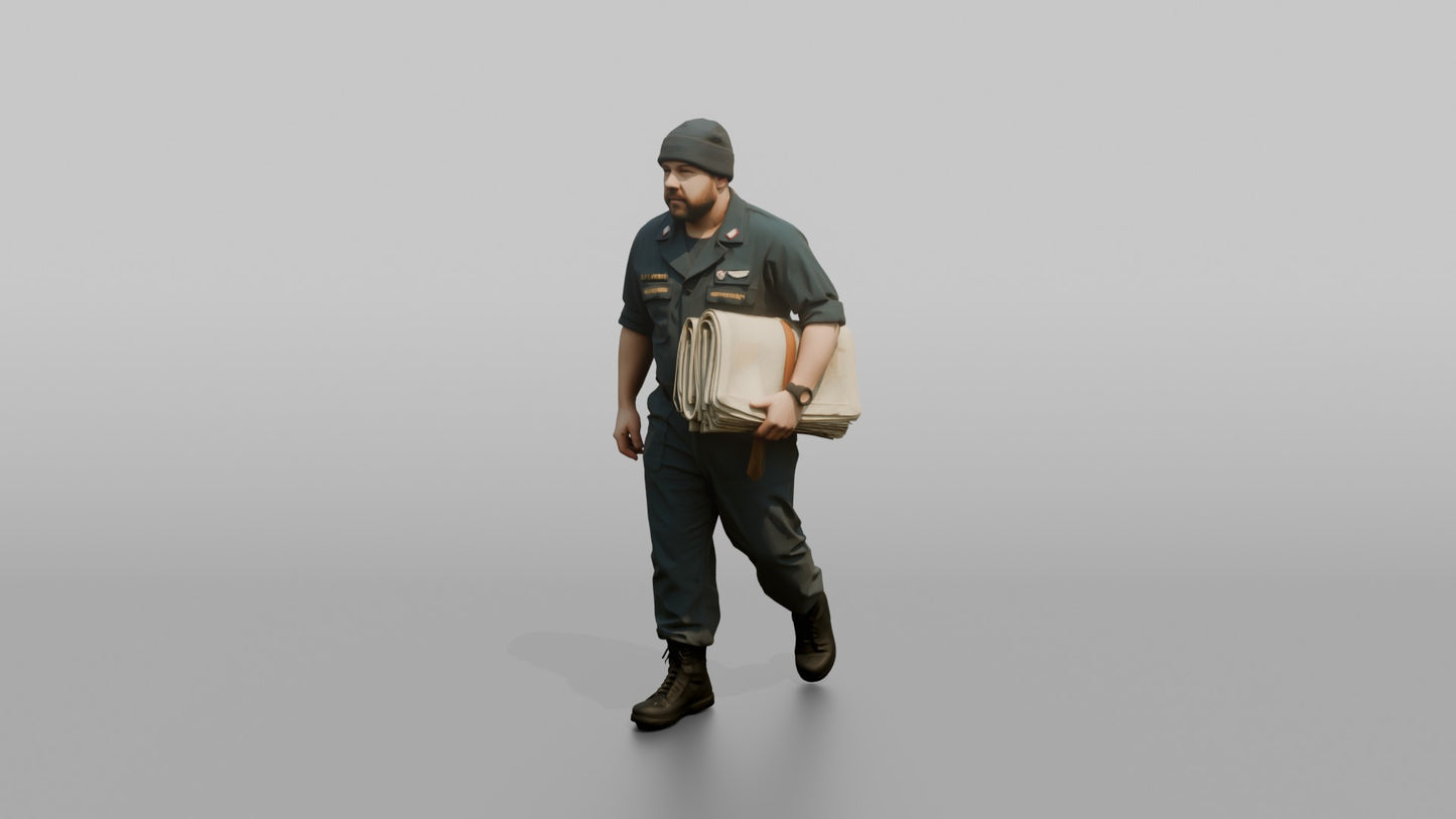 Quartermaster Carrying Navigation Charts Across the Bridge