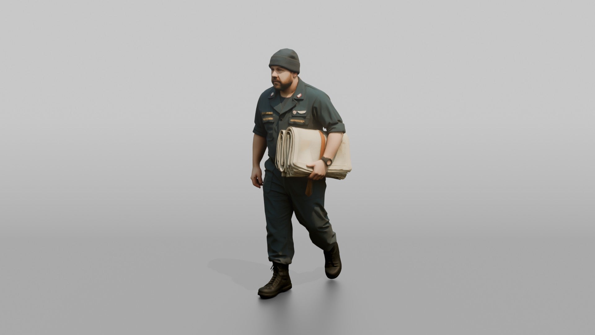 Quartermaster Carrying Navigation Charts Across the Bridge