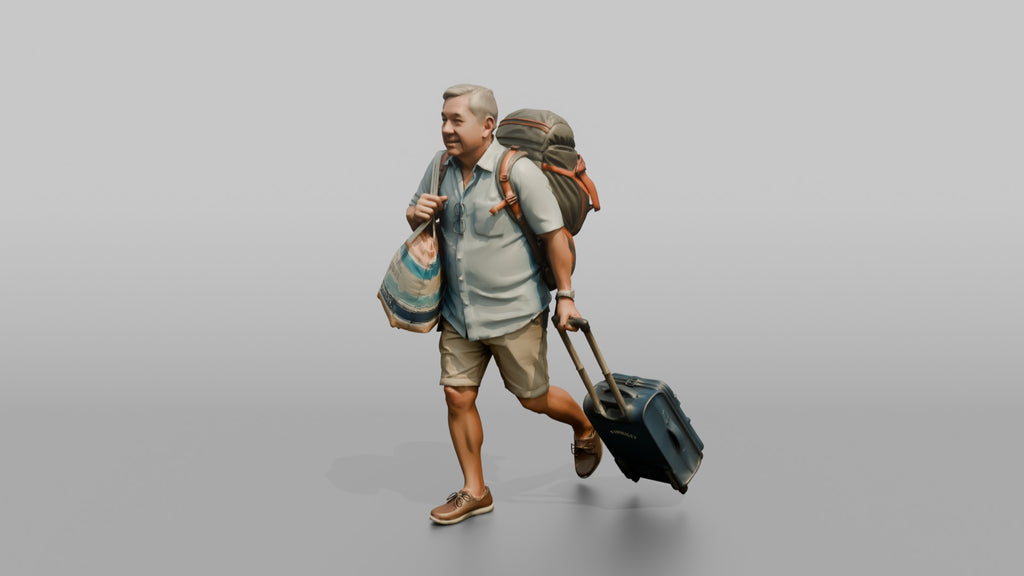 Traveler Jogging Late For A Flight