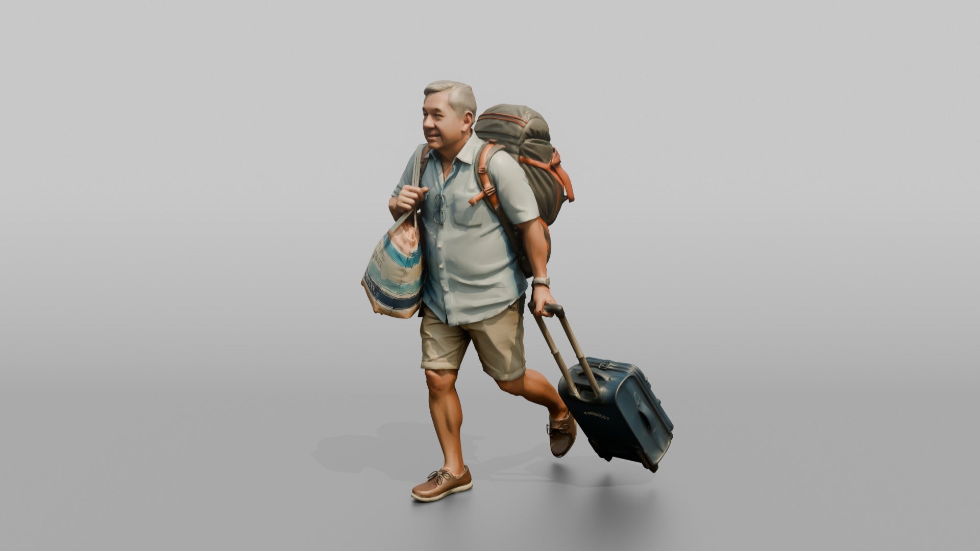 Traveler Jogging Late For A Flight