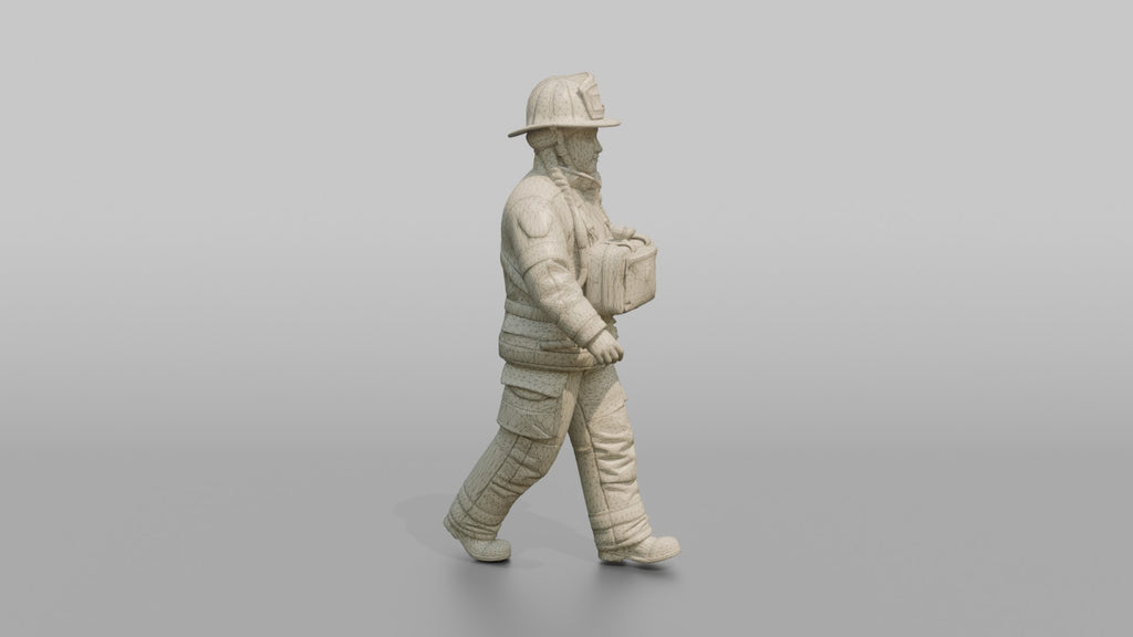 Firefighter Woman Carrying a First Aid Kit Across Her Chest