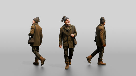 Elderly Norwegian Man Strolling the Pedestrian Street