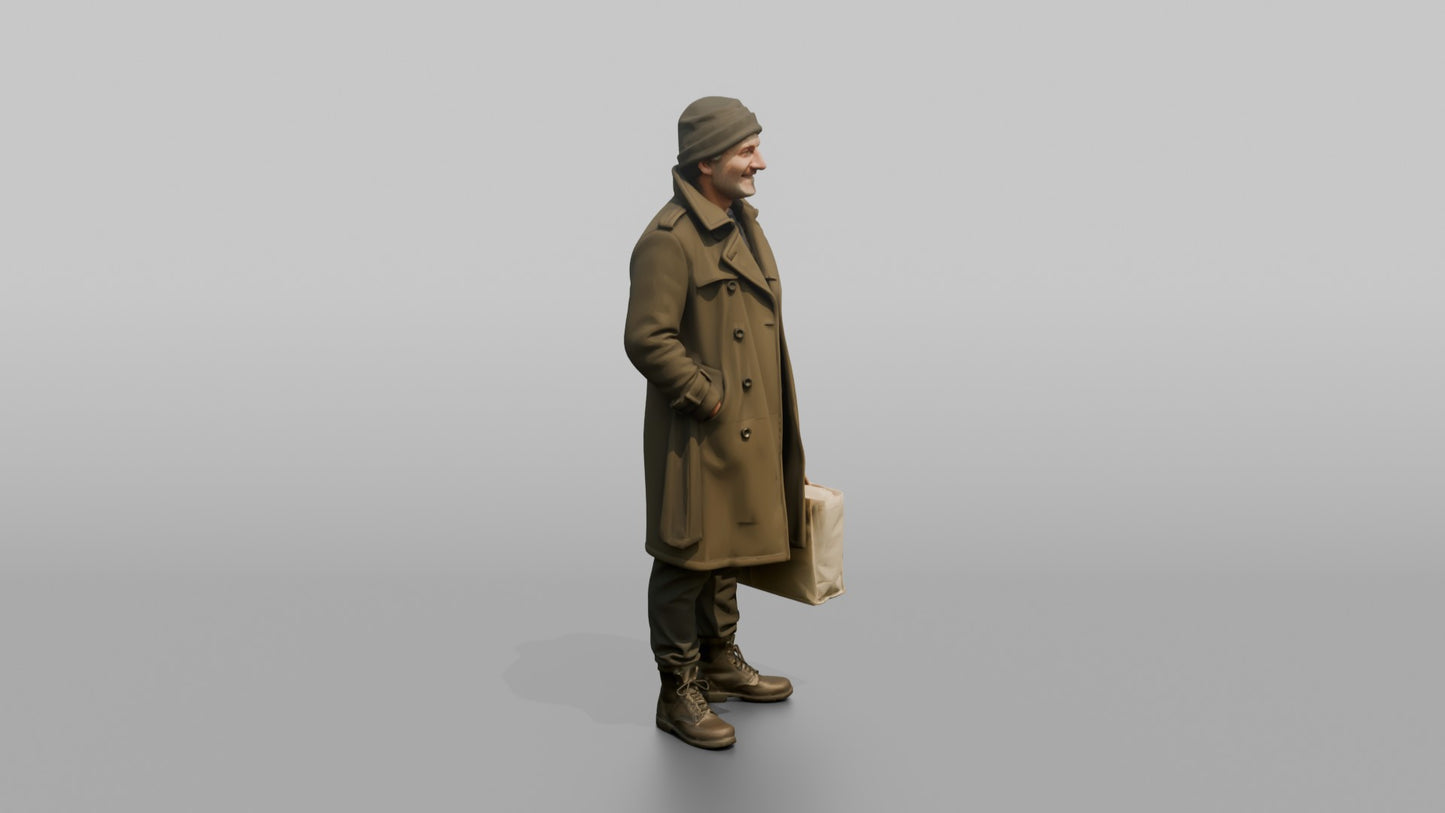 British Man Standing in a Winter Trench Coat