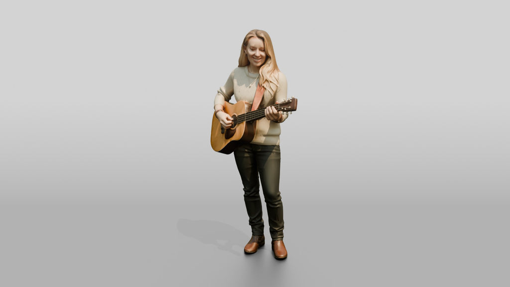 Folk Singer Strumming Acoustic Guitar