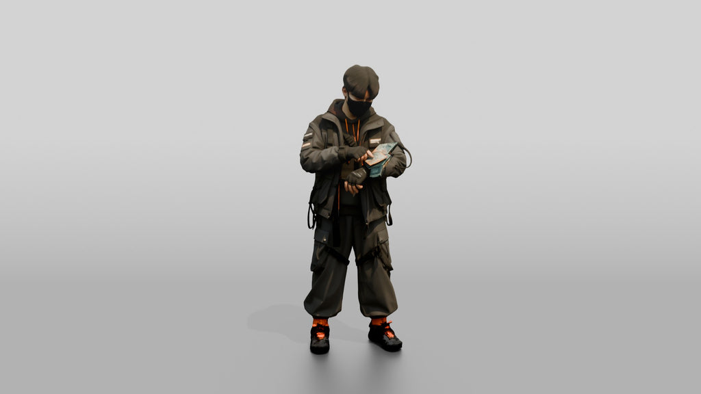 Gorpcore Man Counting Cash