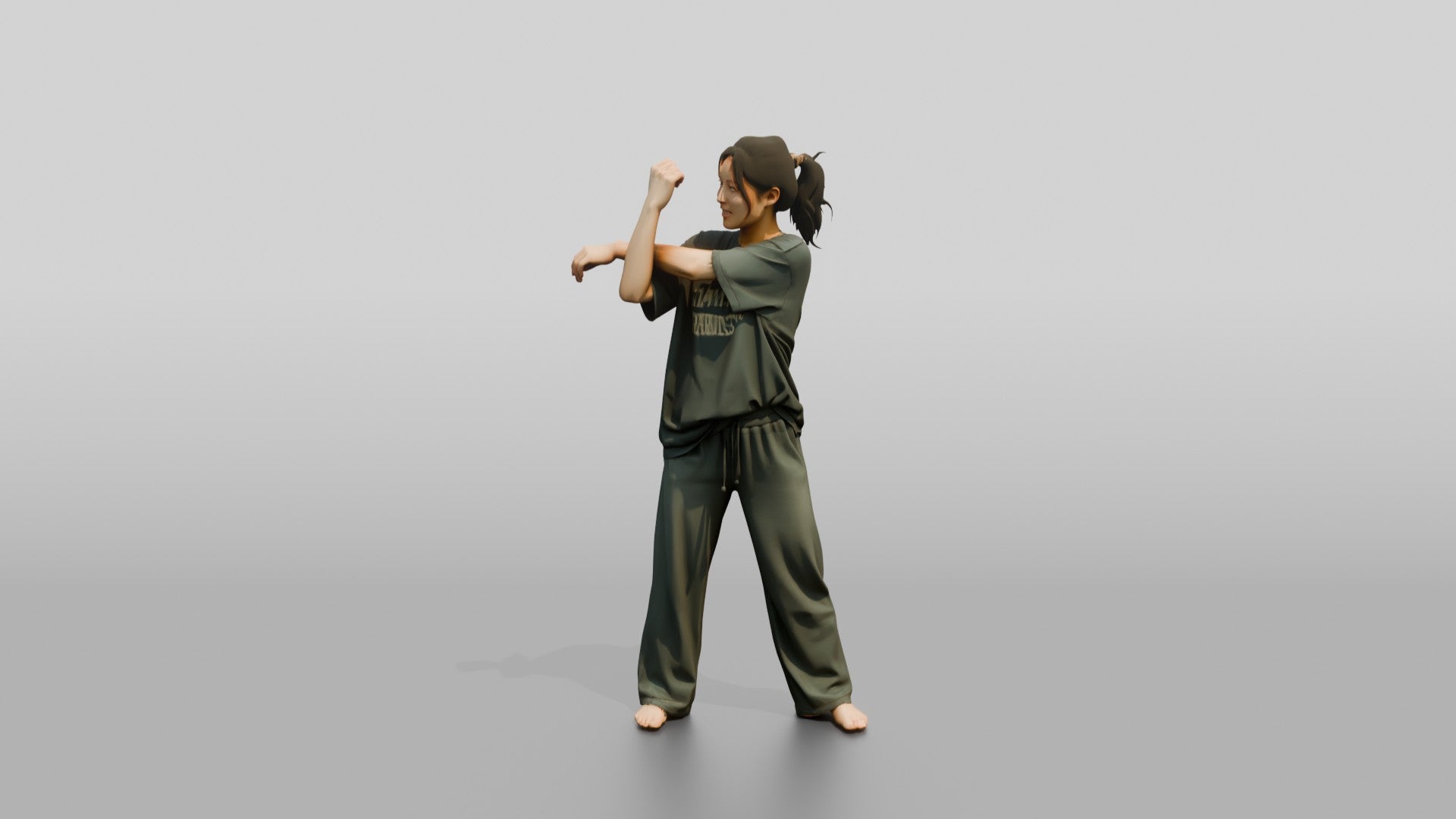 Woman Stretching Torso Twist