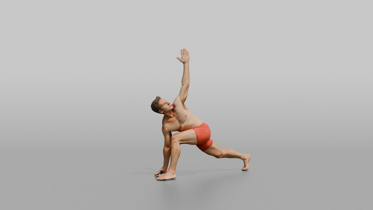 Bodyweight Athlete Man In A Low Lunge With A Twist - 3D character model