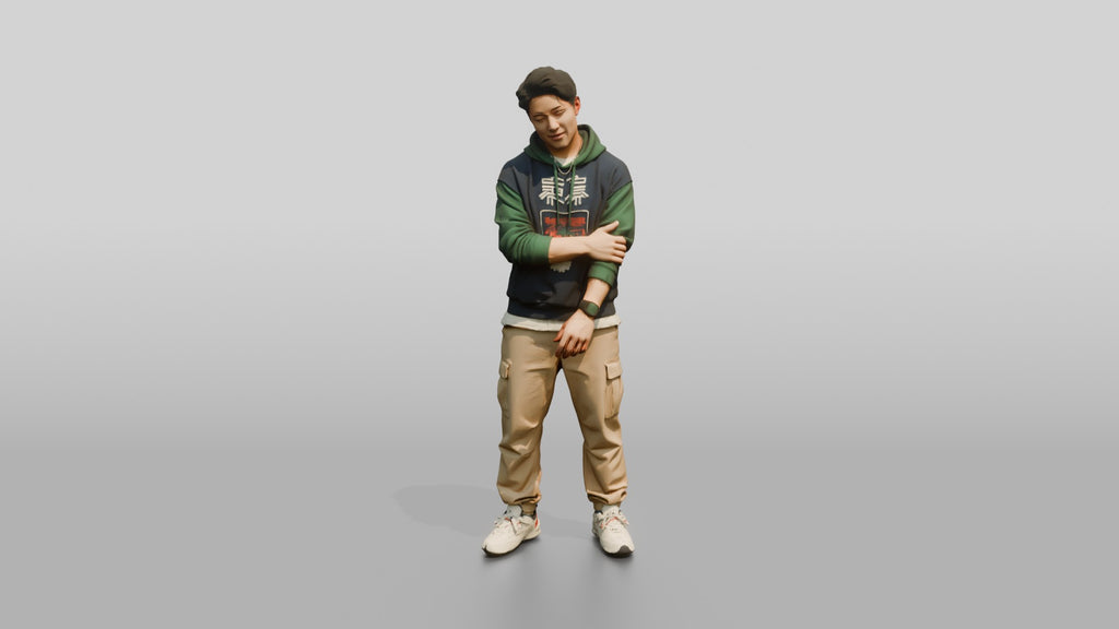 Asian Man Leaning with Arms Folded