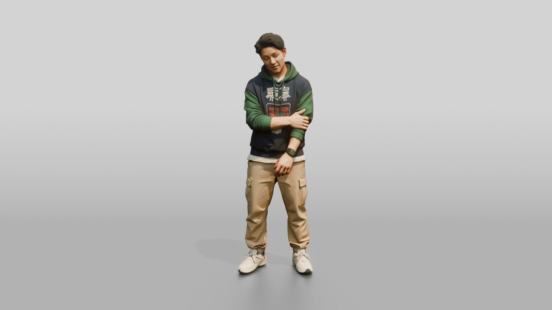 Asian Man Leaning with Arms Folded