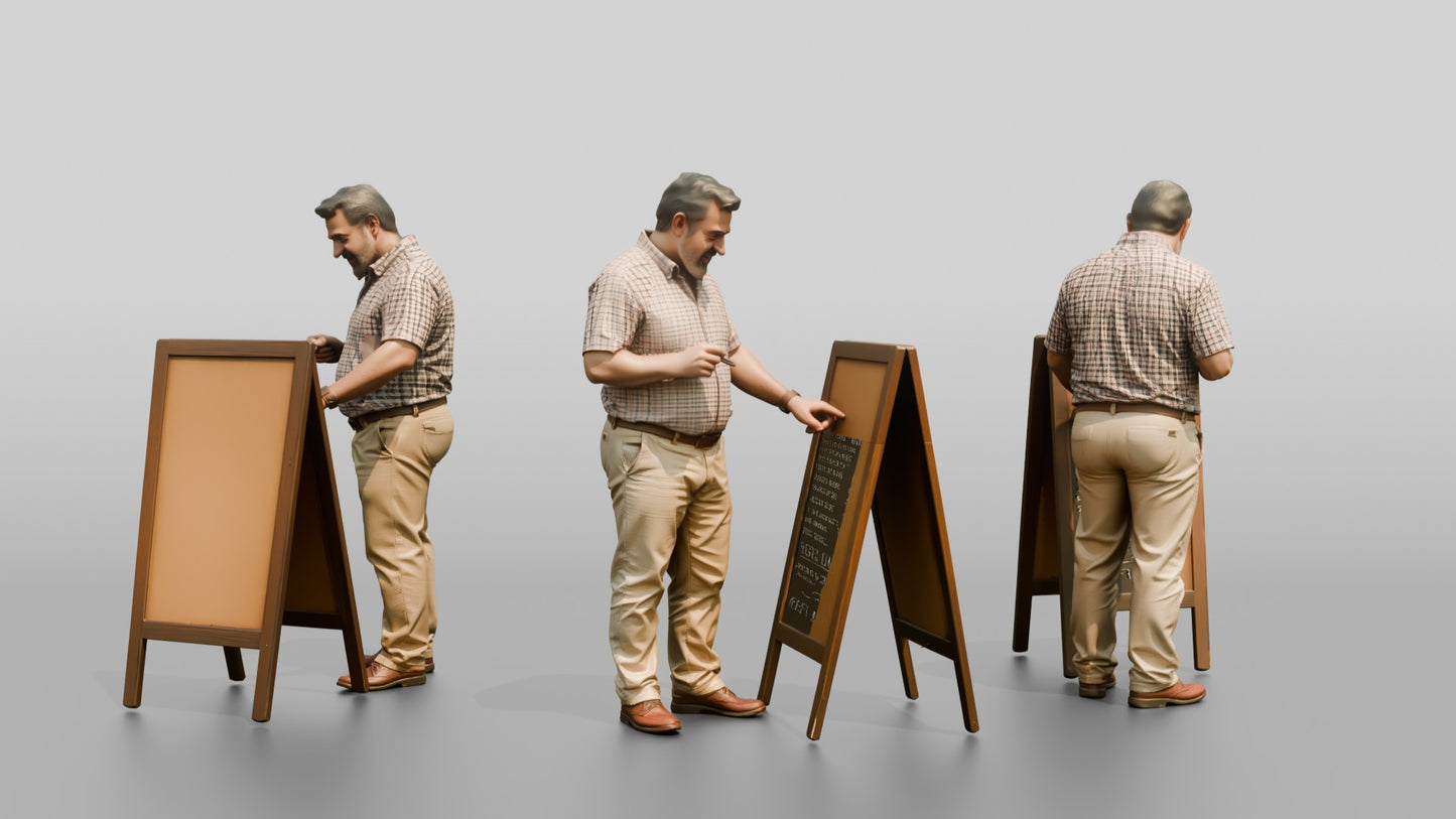 Middle-Aged Curvy Spanish Man Looking at a Menu Board