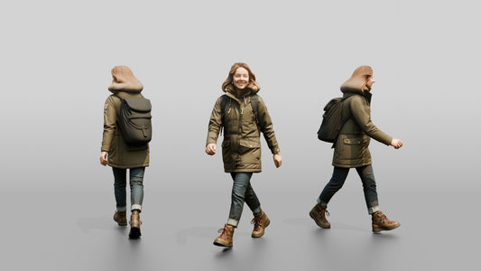 Caucasian Woman in Technical Winter Parka