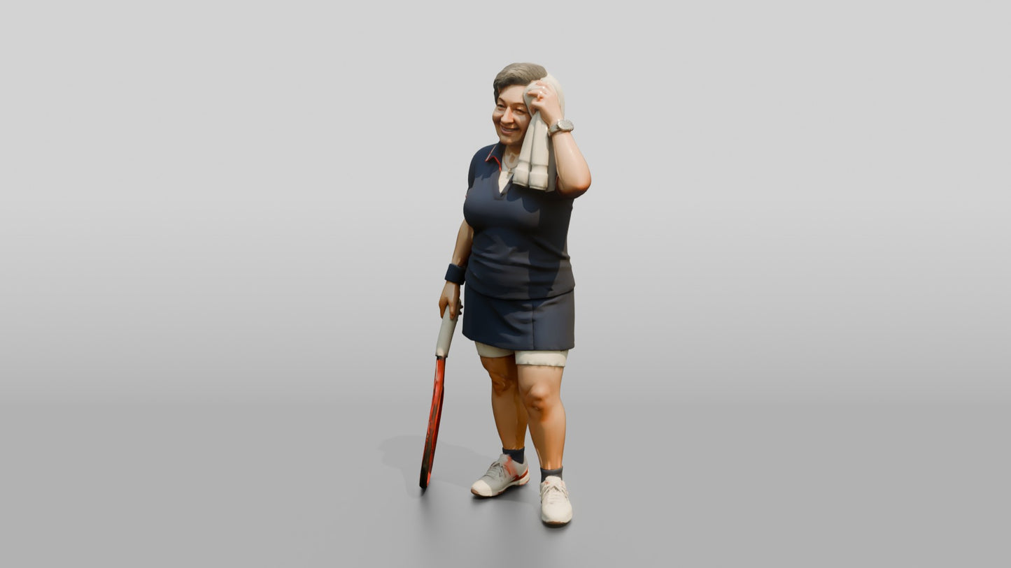 Senior Female Tennis Player Wiping Her Forehead