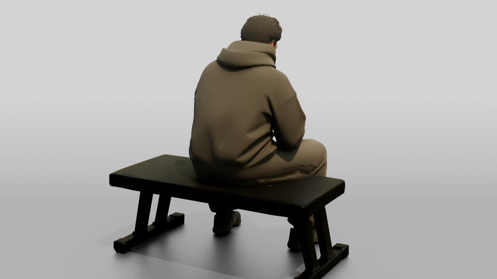 Man Sitting with Protein Shaker