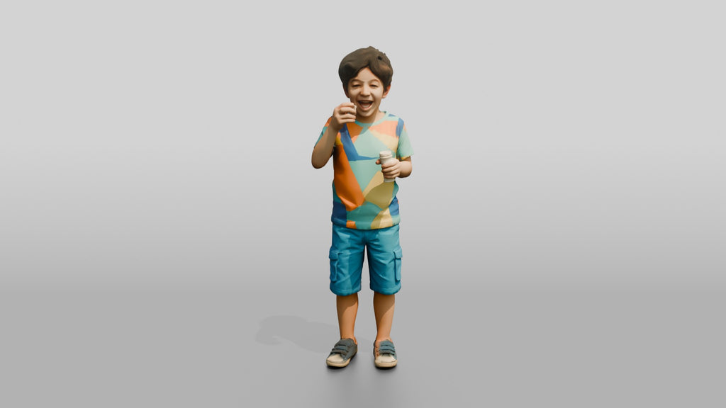 Young Syrian Boy Blowing Bubbles in the Park