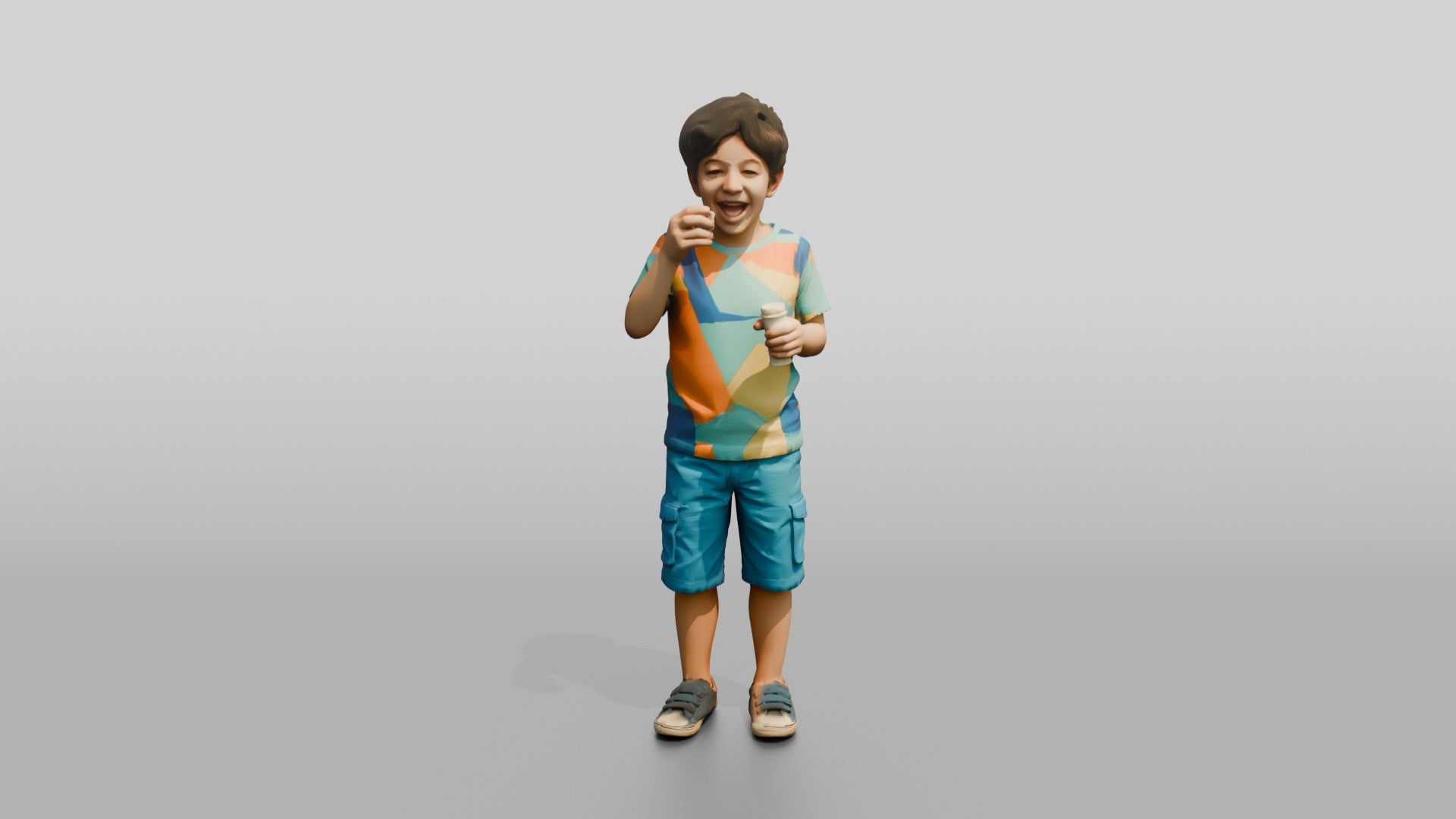 Young Syrian Boy Blowing Bubbles in the Park