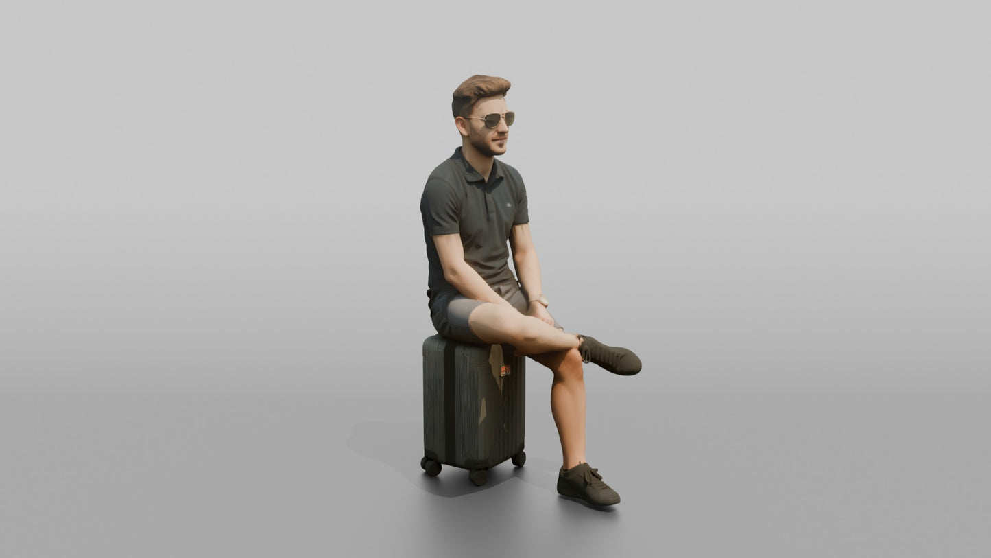 Vacationer Wearing Dark Polo