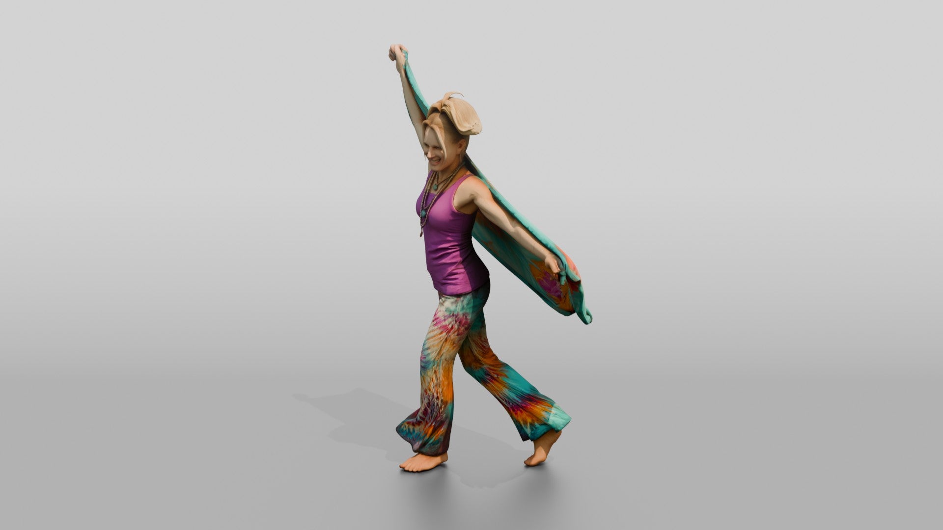 Tie-Dye Dancer with a Flowing Shawl