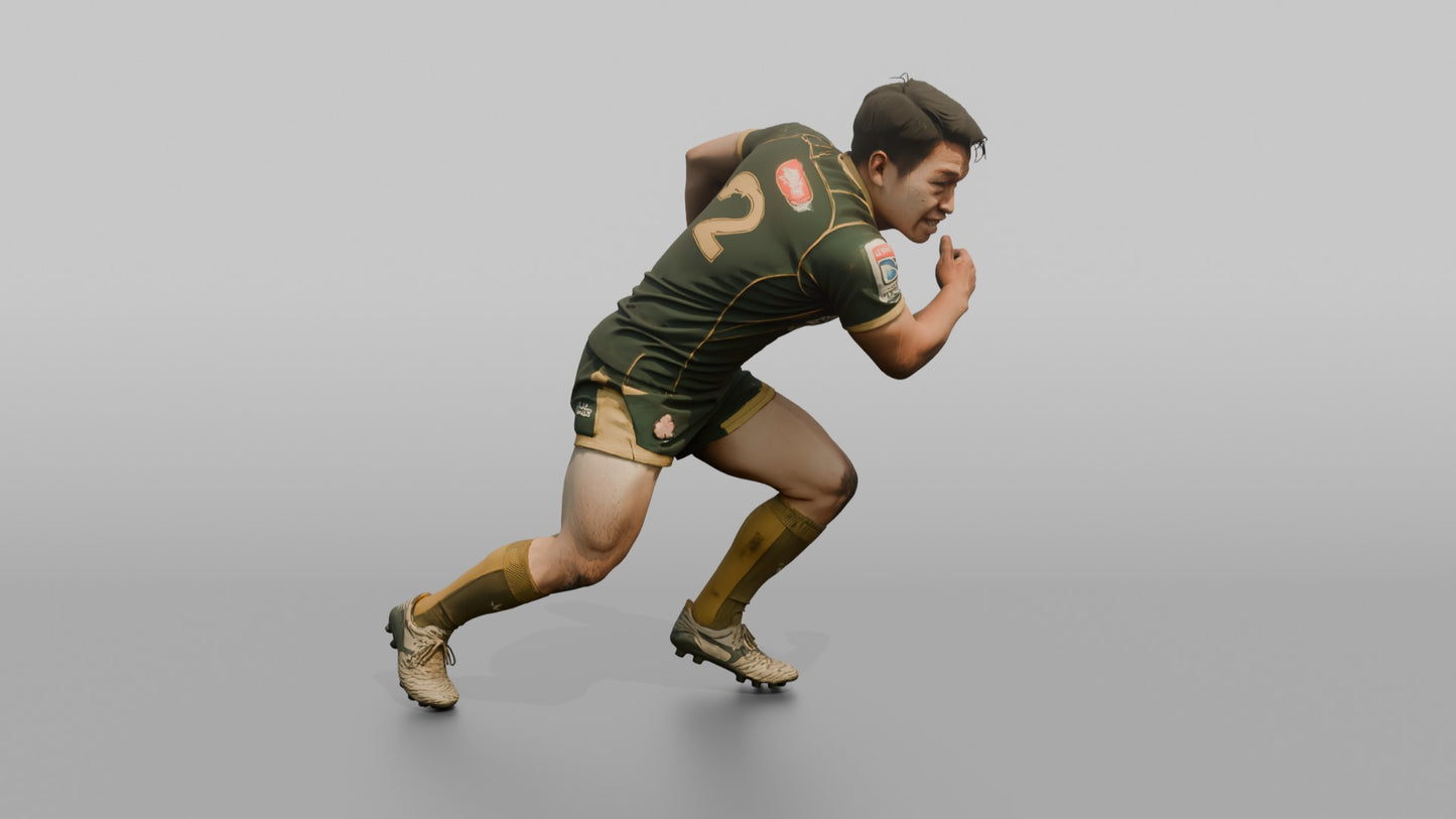Japanese Back Executing a Shoulder Tackle