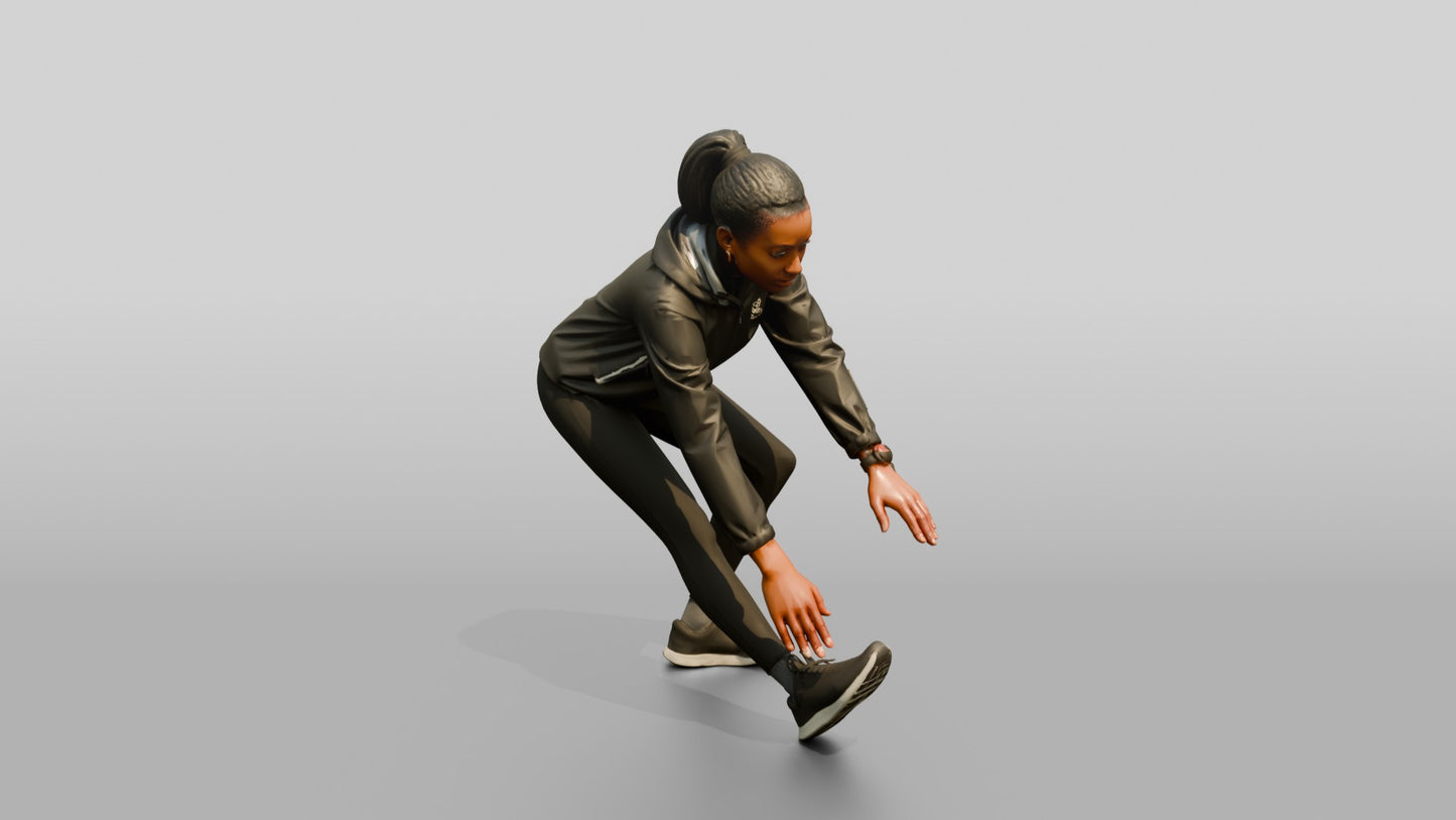 Black Woman Stretching in Waterproof Shell