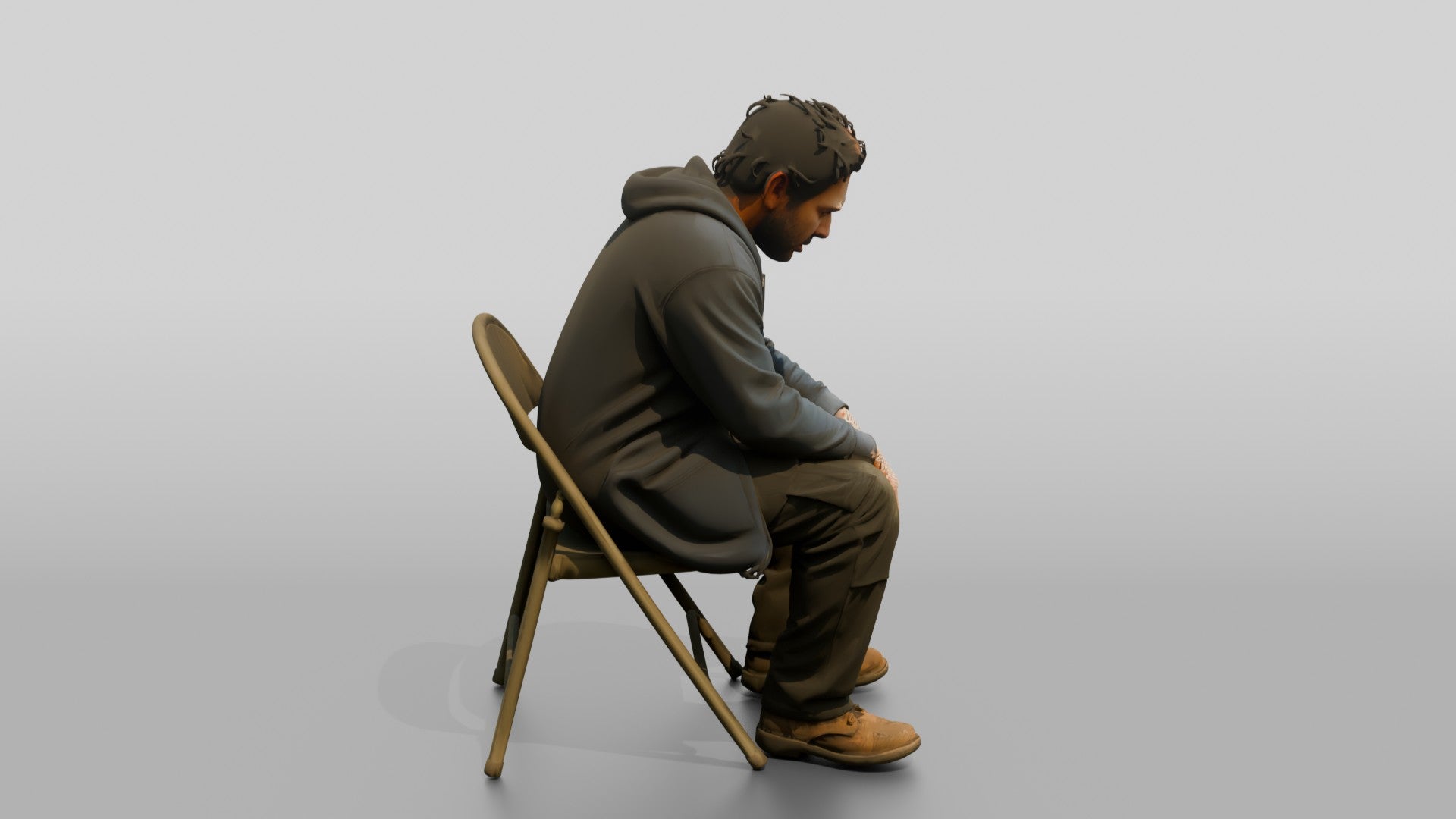 Homeless Man Looking Disoriented and Slouched Over
