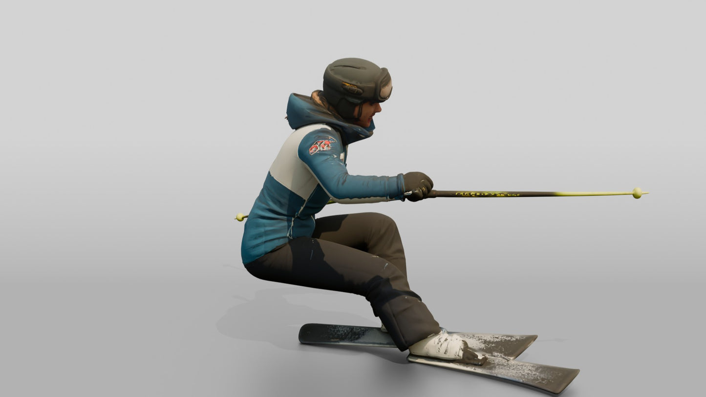 Norwegian Woman Carving a Turn on the Ski Slope