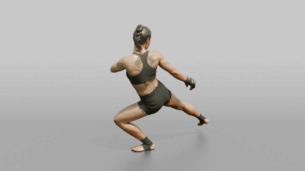 MMA Fighter Low Sweeping Leg Kick with Dynamic Balance