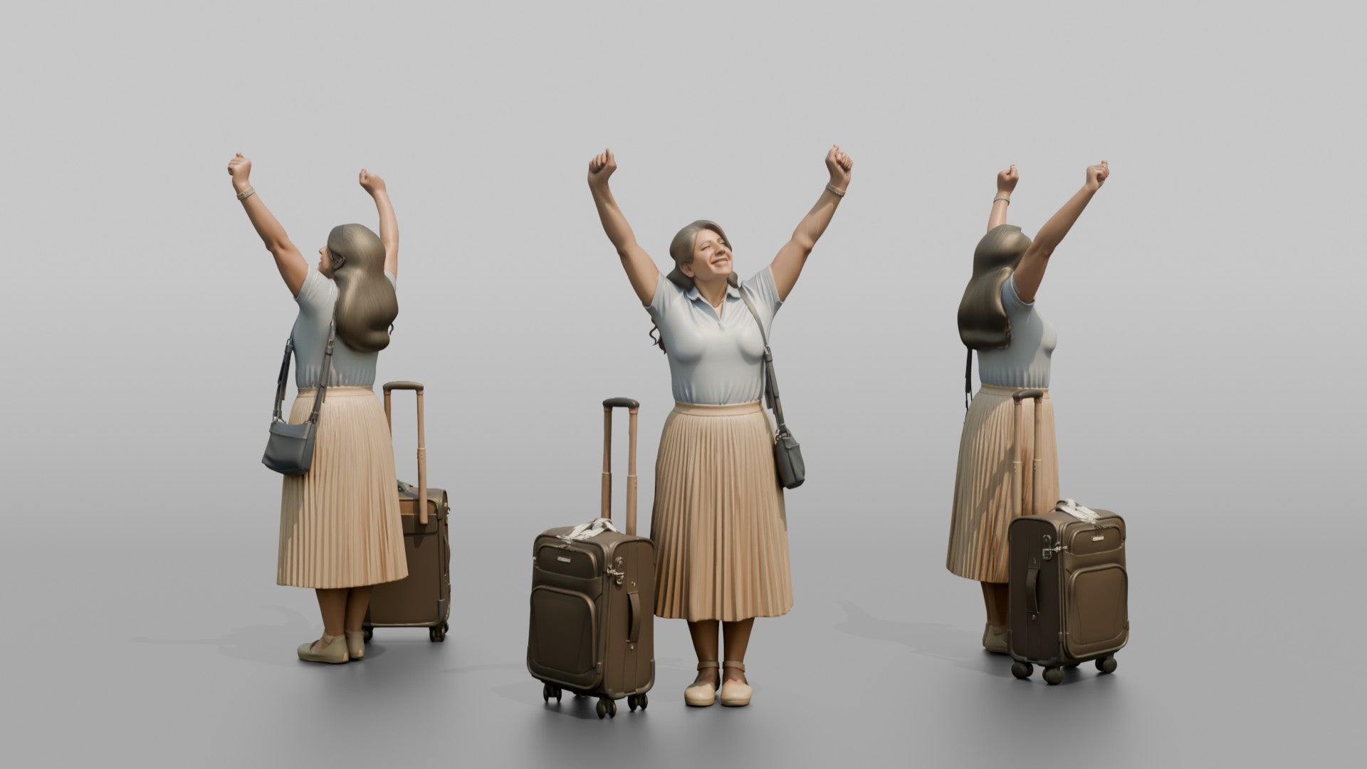 Traveler Stretching After A Long Flight