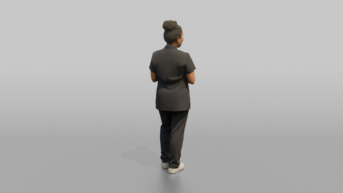 Esthetician Woman Holding A Magnifying Skincare Lamp - 3D character model, view 3
