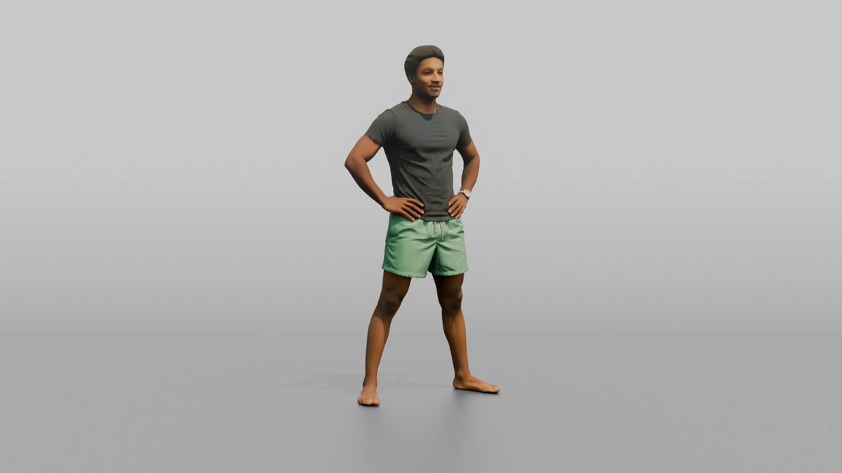 Physique Model Man Standing In A Confident Wide Stance, Hands On Hips - 3D character model