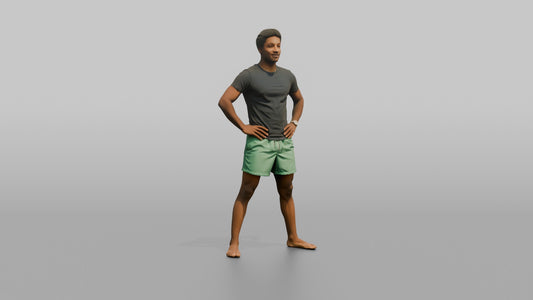 Physique Model Man Standing In A Confident Wide Stance, Hands On Hips - 3D character model