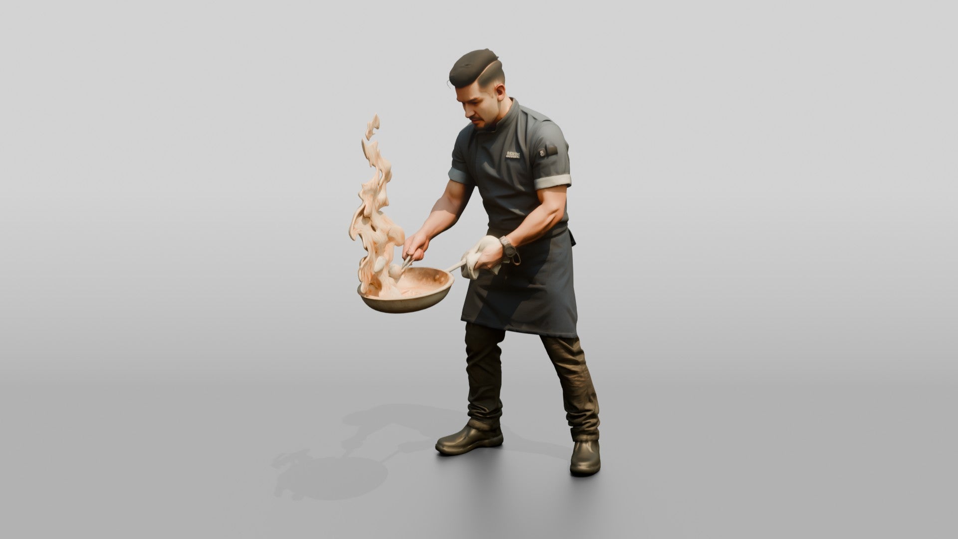 Sous Chef Flaming a Pan