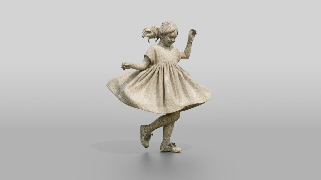 Girl Twirling in Mint Green Dress