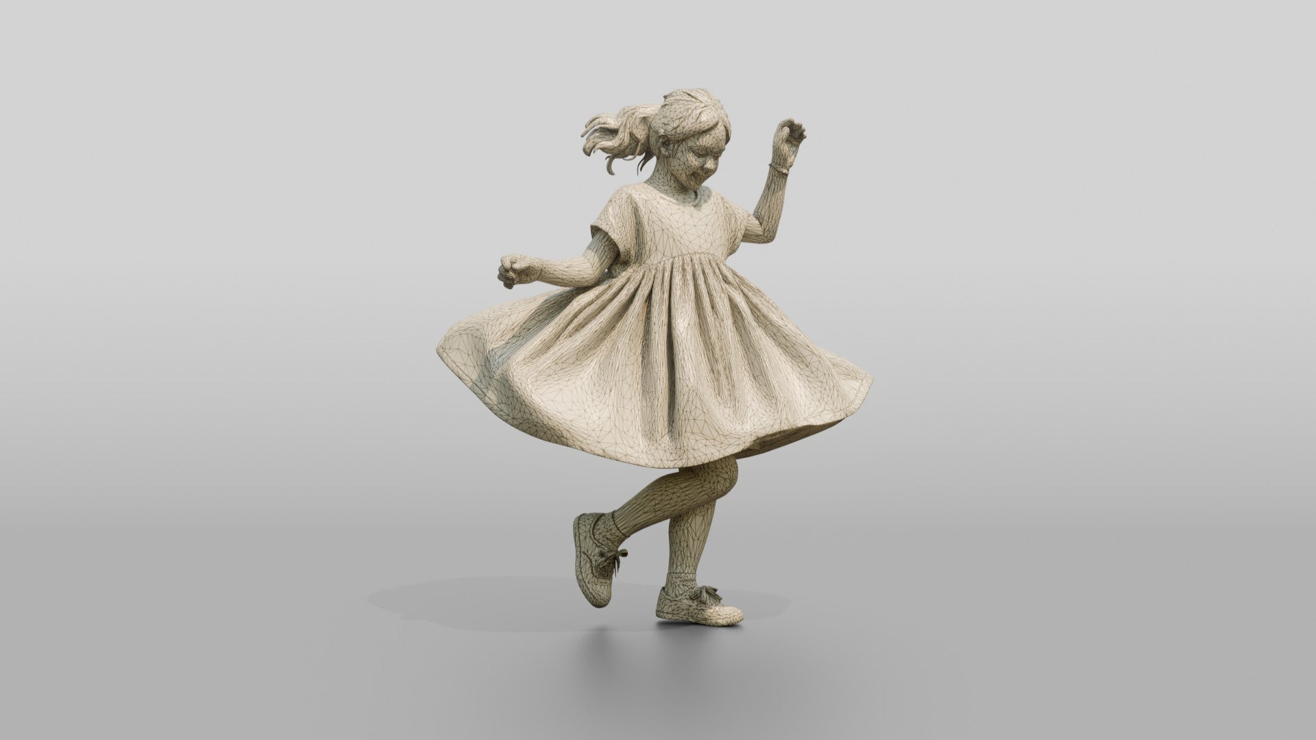 Girl Twirling in Mint Green Dress